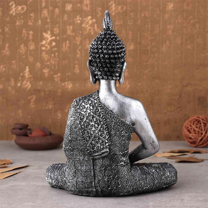 Statue Bouddha Argentée - Édition Prestige