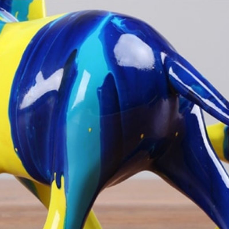 Statue Éléphant Bleu et Jaune — Signature