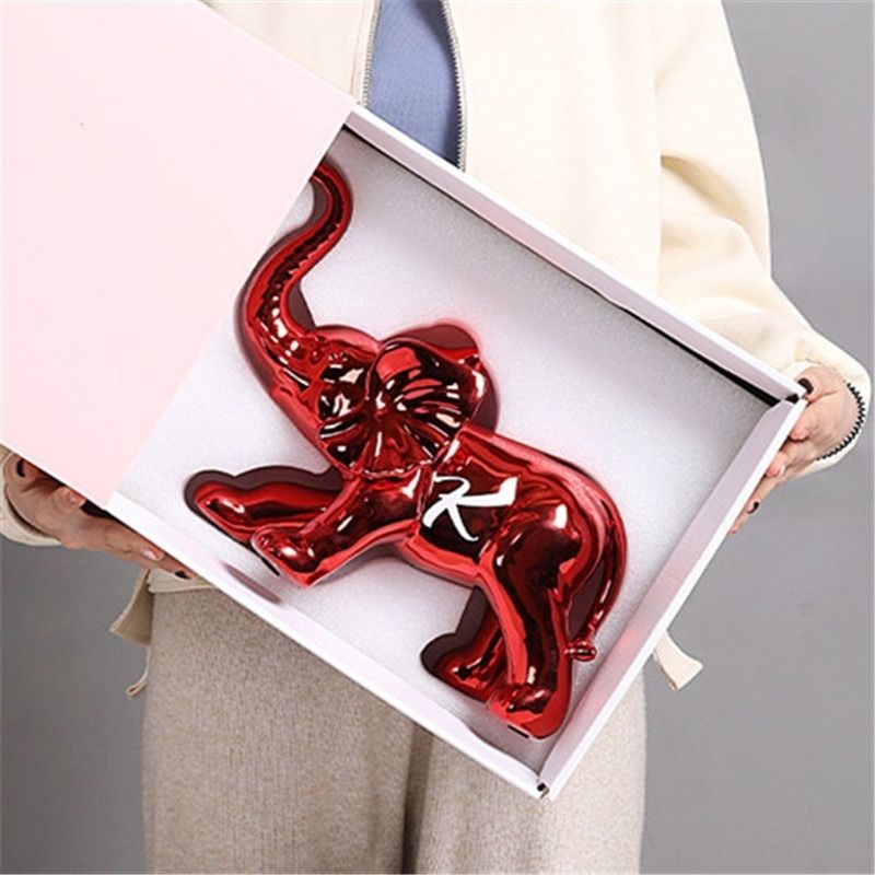 Statue Éléphant Rouge — Édition Signature