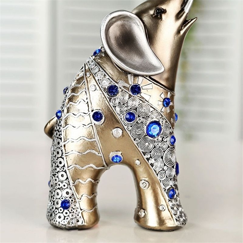 Statue Éléphant Strass Argenté — Collection Luxe