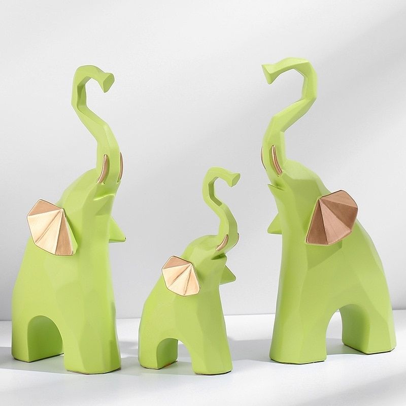 Statue Éléphant Design Vert - Édition Signature