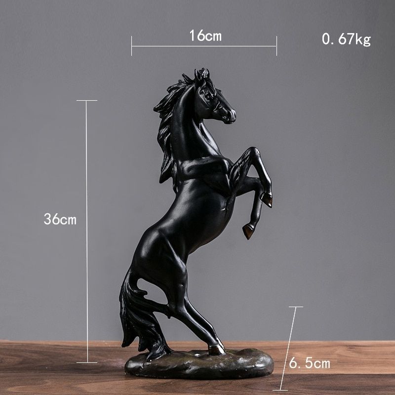Statue Cheval - Patte en l'Air Noir - Collection Signature