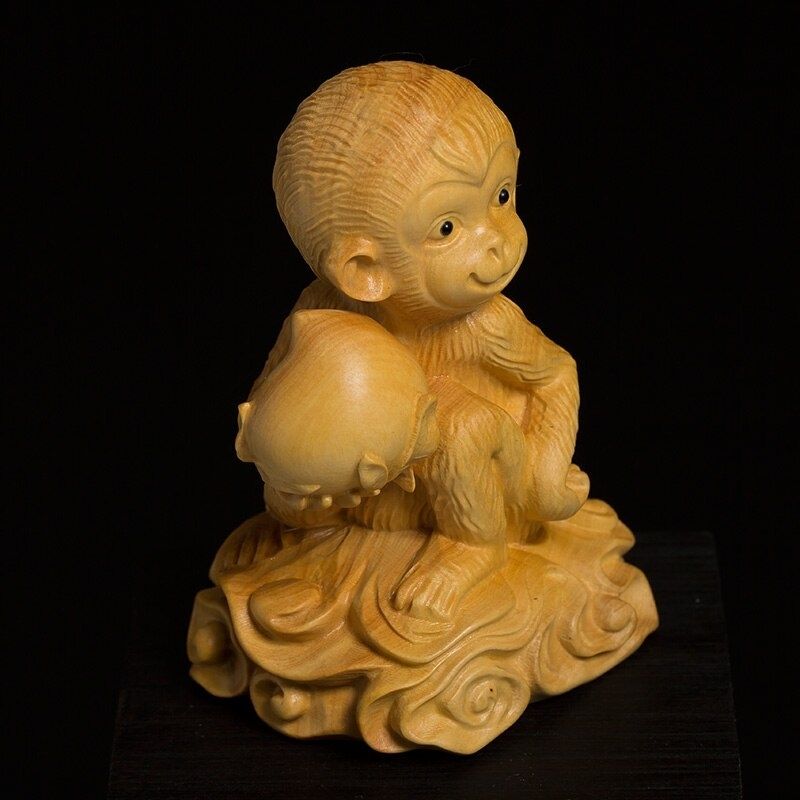 Statue Singe Bois – Déco Premium