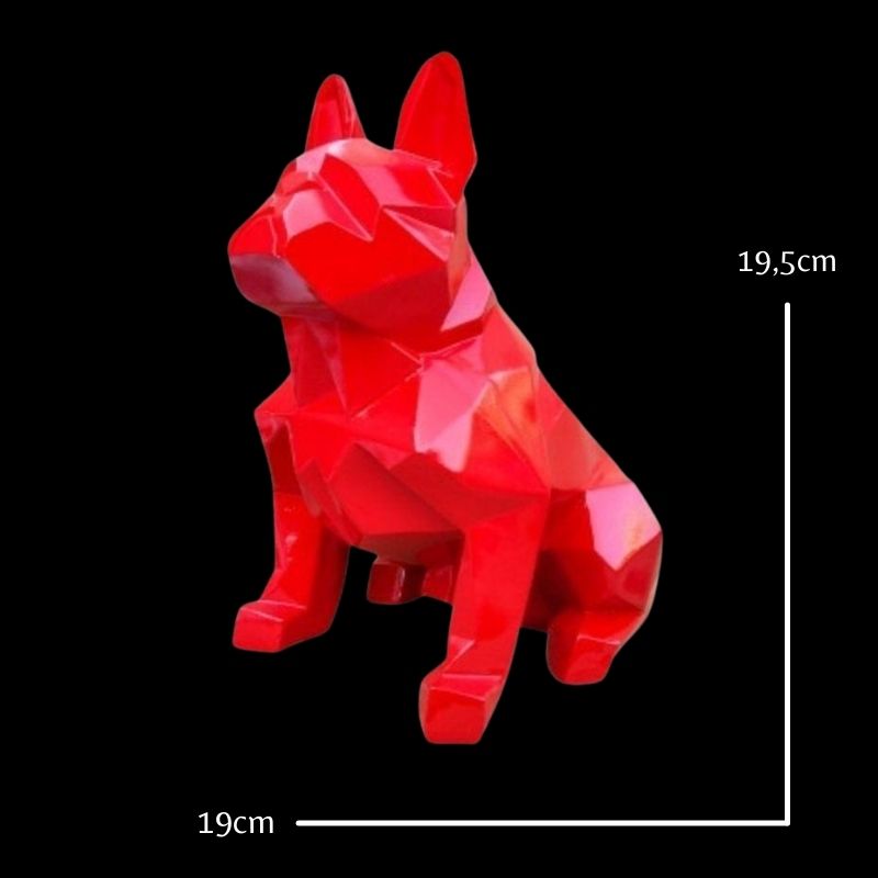 Statue Bouledogue Origami Rouge - Collection Signature