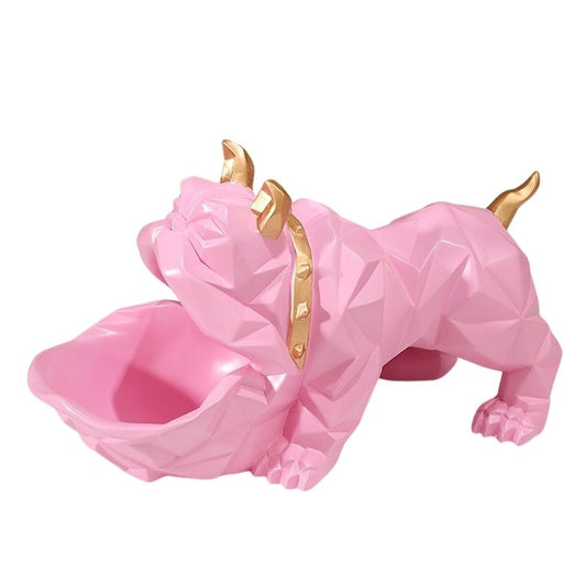 bouledogue-statue-origami-rose
