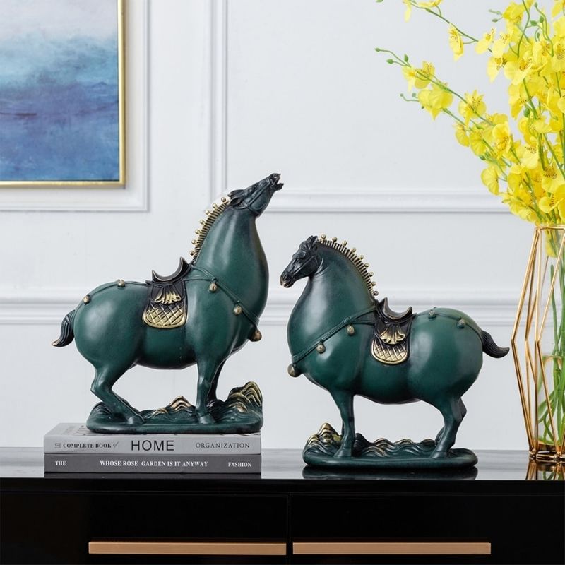 Statue Cheval Rond Bleu – Édition Signature