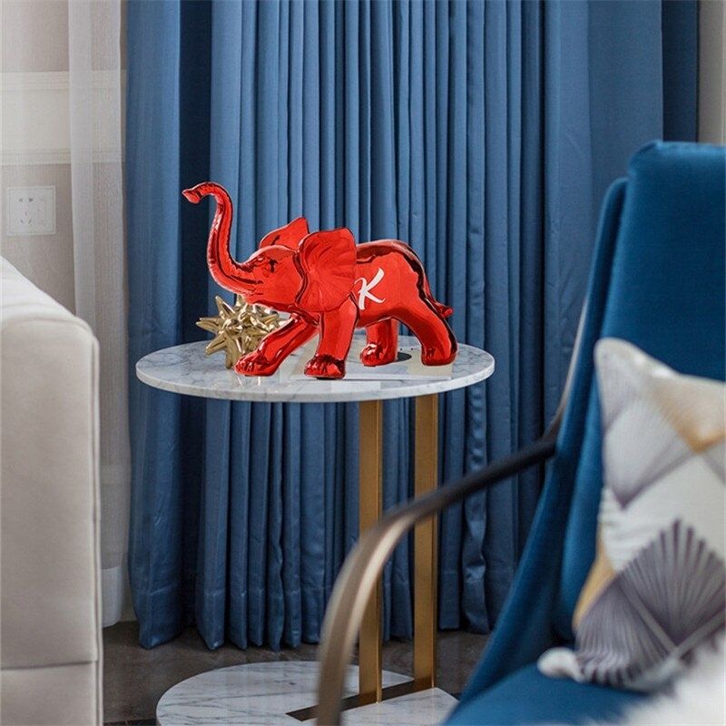 Statue Éléphant Rouge — Édition Signature