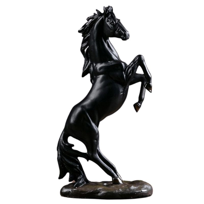 statue-cheval-patte-en-l-air-noir