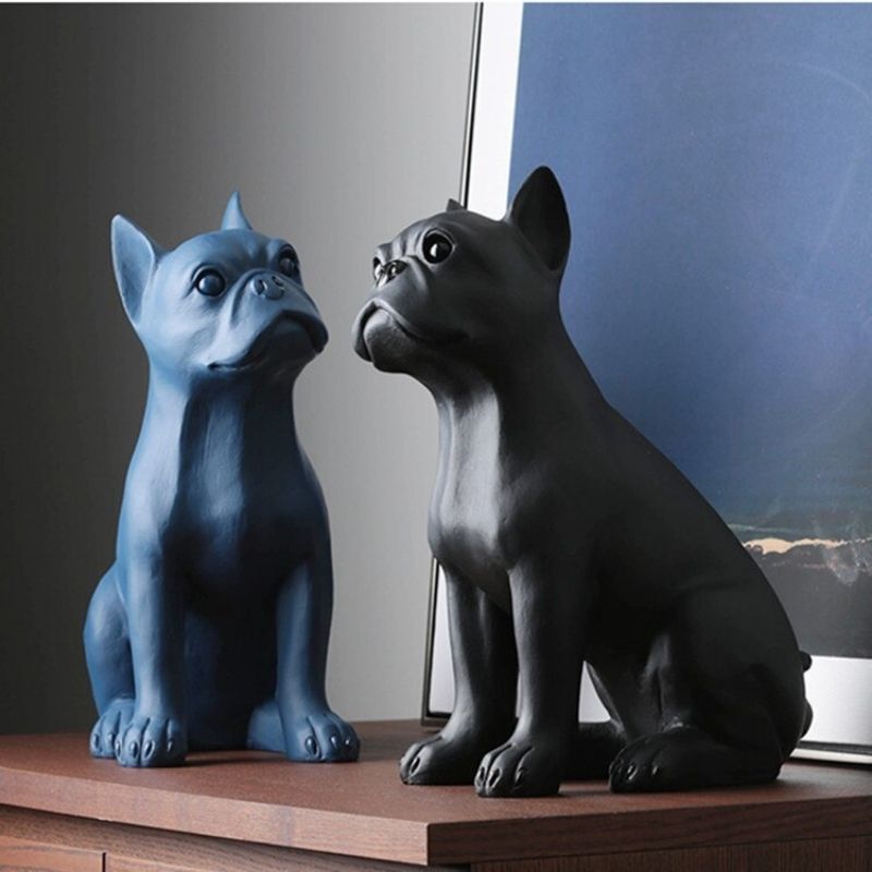 Bouledogue Français: Statue Bleue