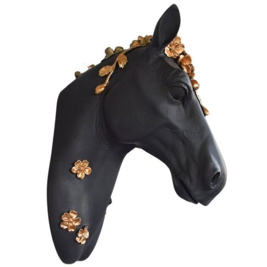 statue-cheval-murale-noir