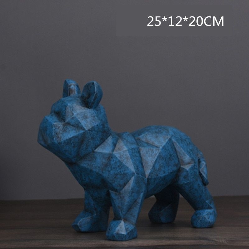 Statue Chien Origami Bleu — Édition Signature