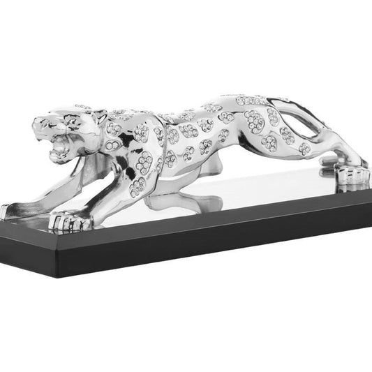 statue-panthere-strass-argent