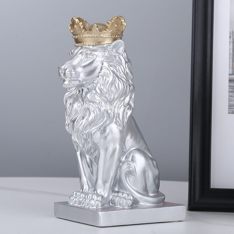 Statue Roi Lion Argentée – Édition Prestige