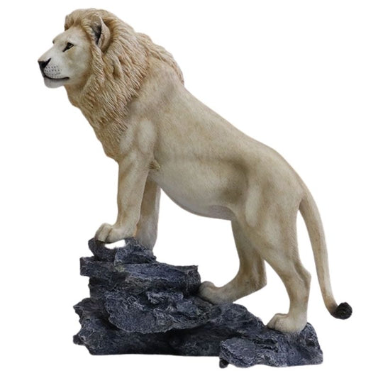 statue-lion-resine-blanc