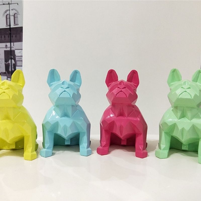 Statue Bouledogue Origami Vert — Édition Signature
