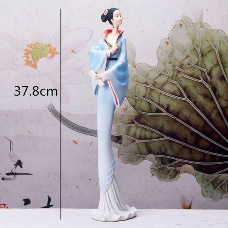 Statue Geisha Japonaise Bleue — Édition Signature