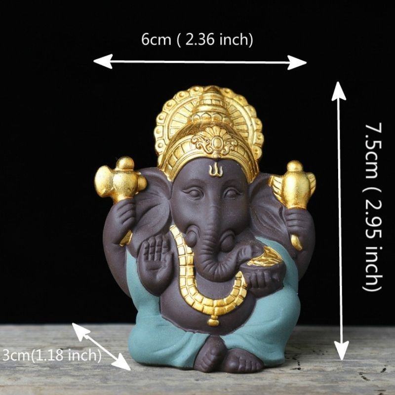 Statue Ganesh en Céramique Verte - Édition Signature
