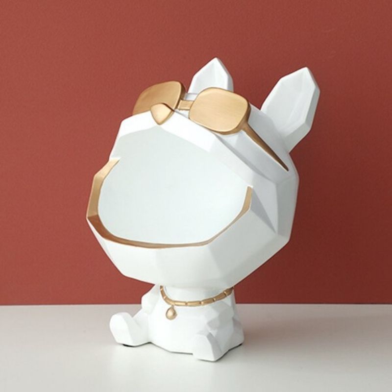 Statue Bouledogue Anglais Blanc – Édition Prestige