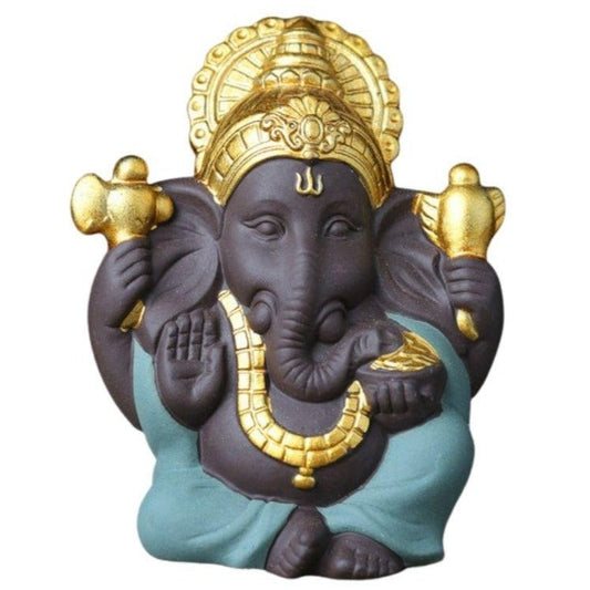 statue-ganesh-ceramique-vert