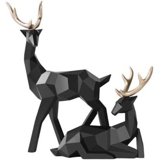 statue-origami-cerf-noir