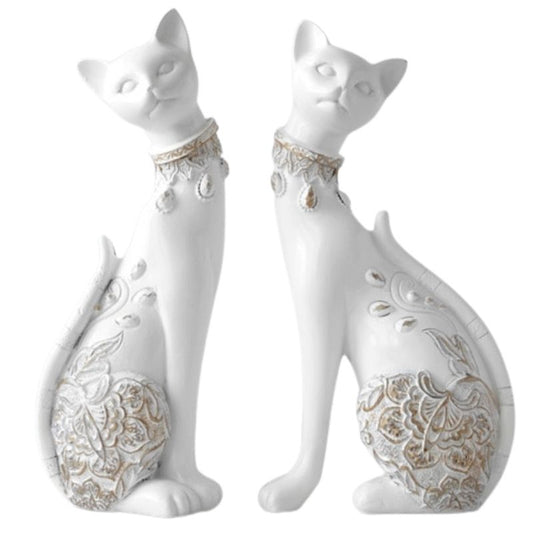 statue-chat-resine-blanc