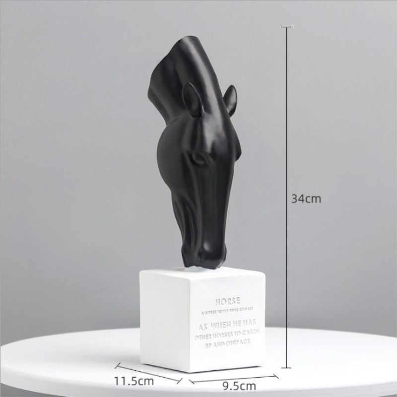 Statue Tête de Cheval Noire — Édition Signature