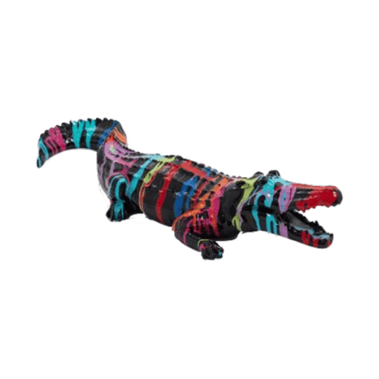statue-crocodile-sauvage-multicolore