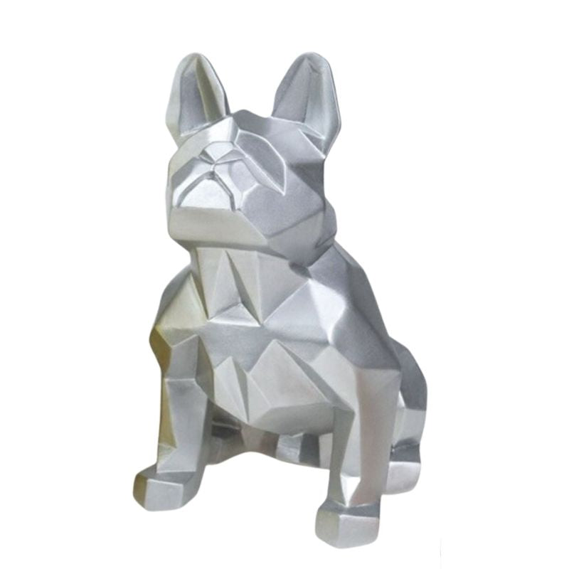 statue-bouledogue-origami-argent