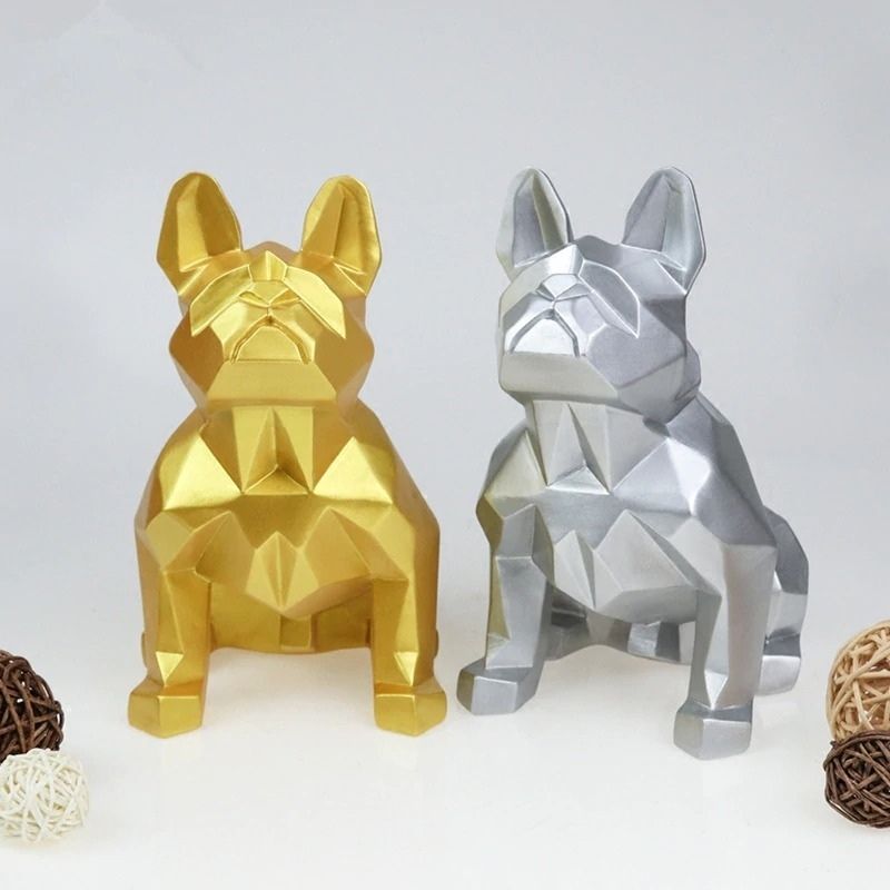 Statue Bouledogue Origami Or – Édition Premium