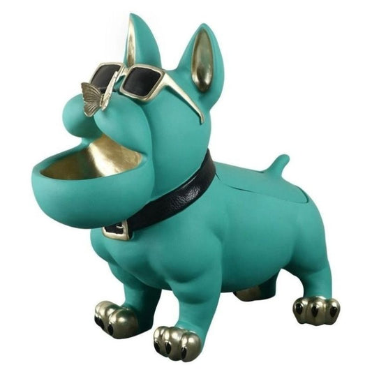 statue-bouledogue-deco-bleue
