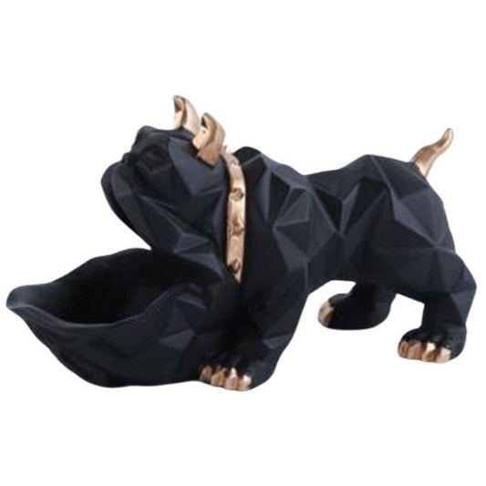 bouledogue-statue-origami-noir