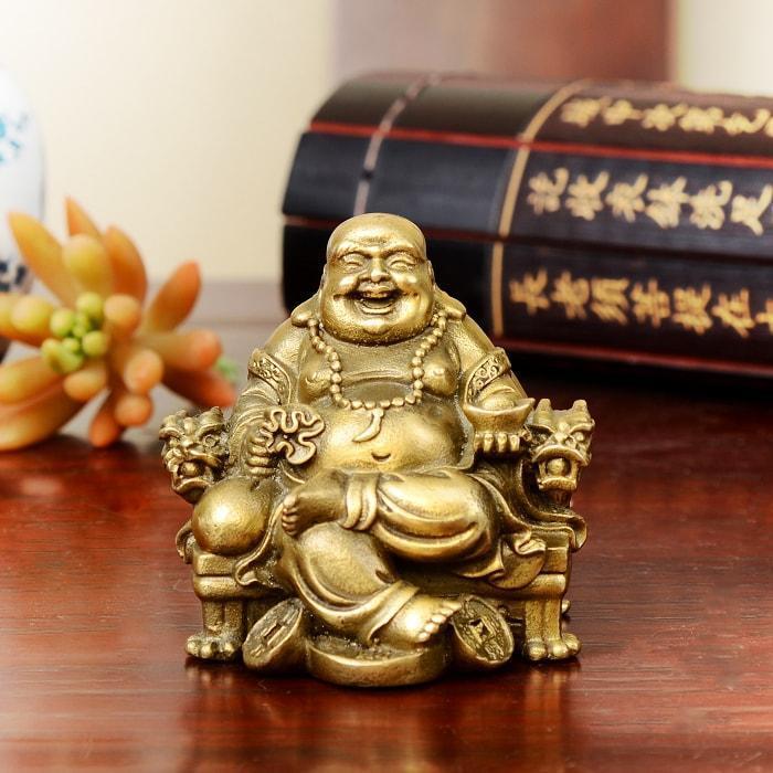 Statue Bouddha Rieur d'Or — Édition Luxe