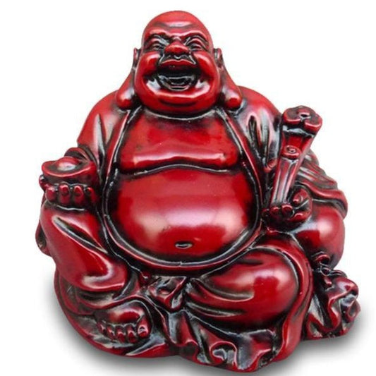 bouddha-rieur-resine-rouge