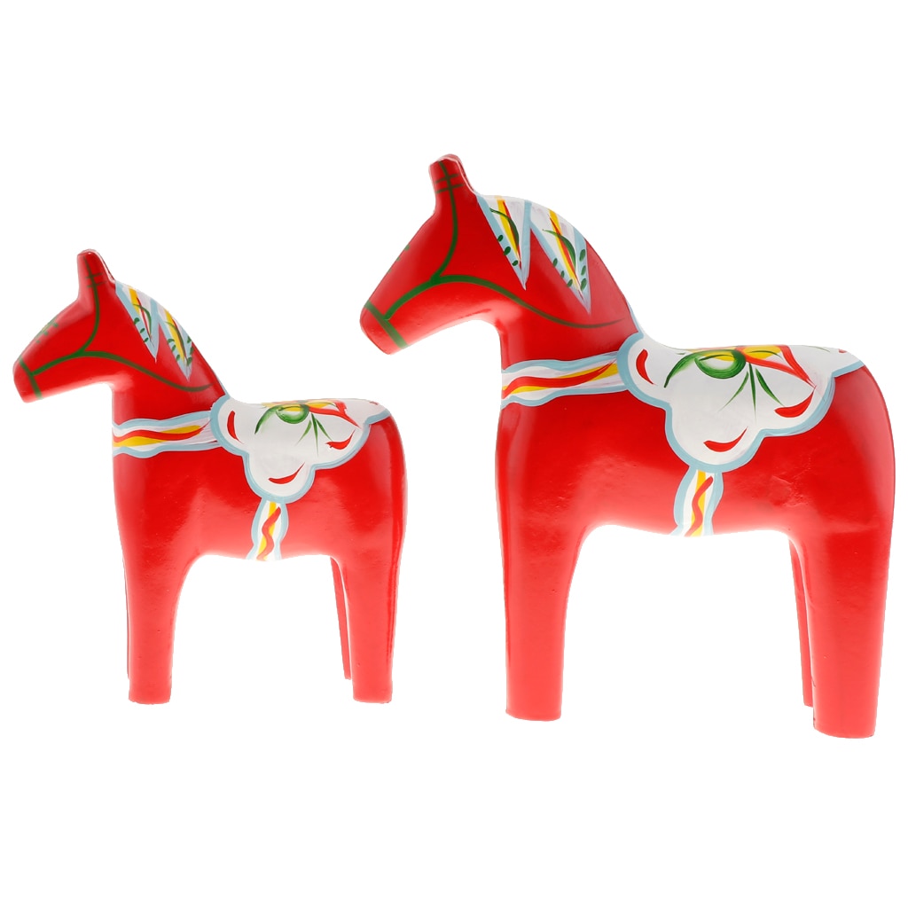 statue-cheval-en-bois-massif-rouge