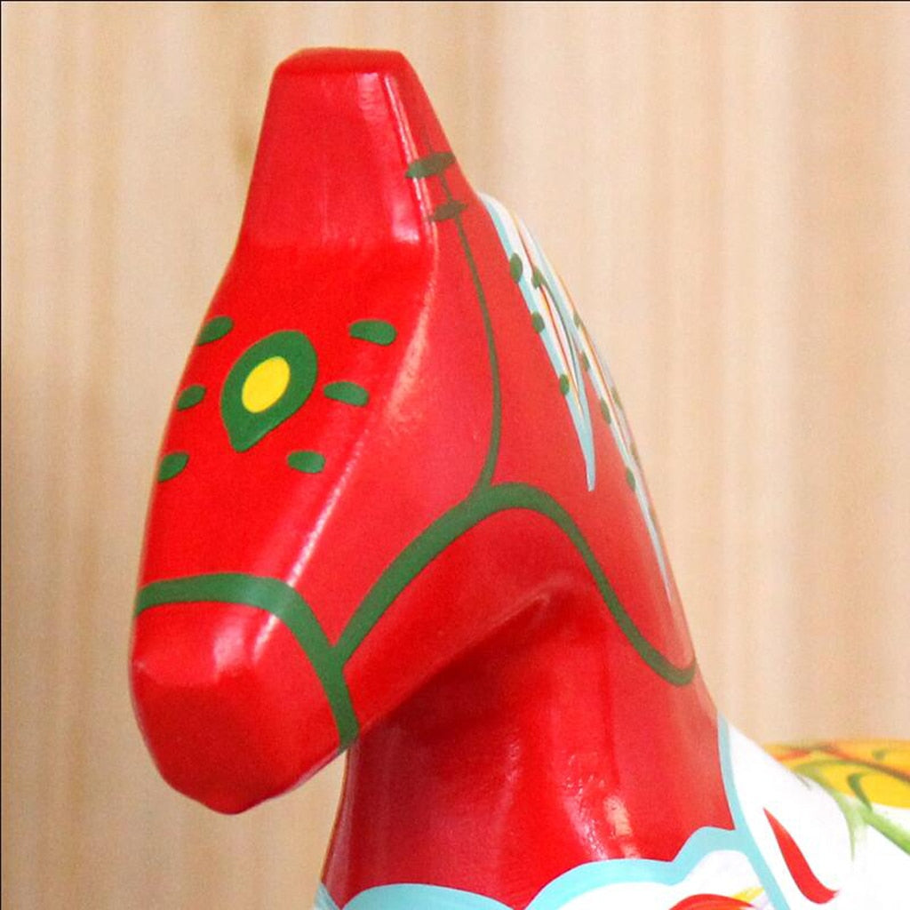 Statue Cheval en Bois Massif Rouge - Édition Prestige