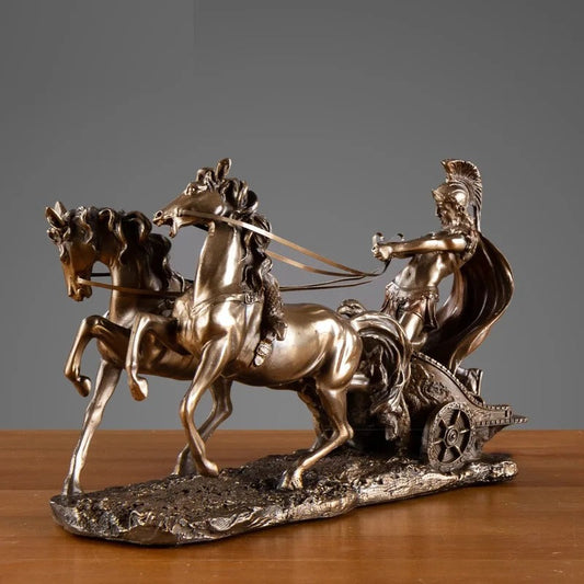 statue-char-romain-en-resine-doree
