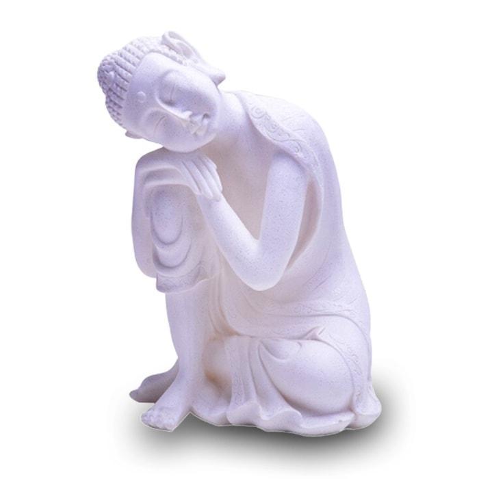 Statue Bouddha Rêveur Blanc — Édition Signature