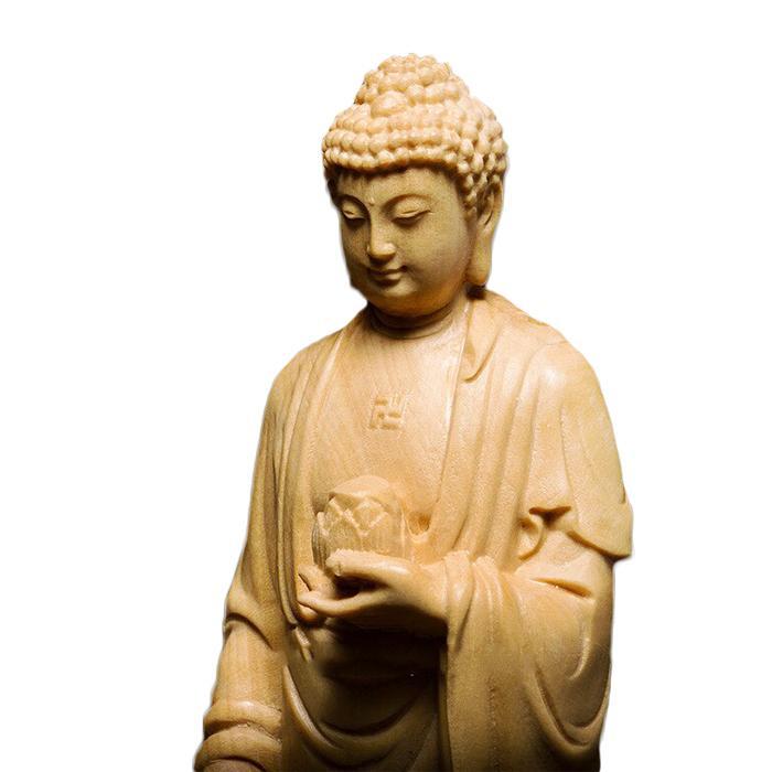 Statue Bouddha Debout en Bois — Collection Signature