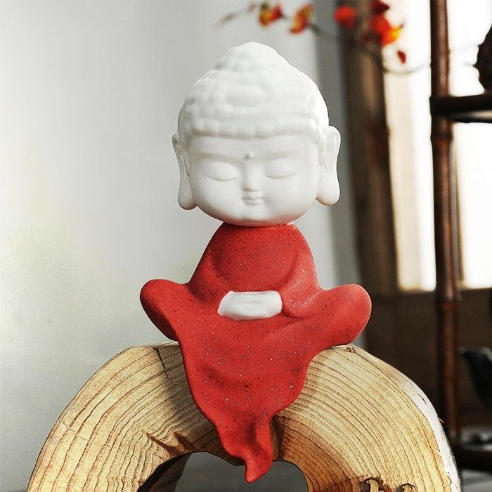 Statue Bouddha Moine Rouge – Édition Prestige