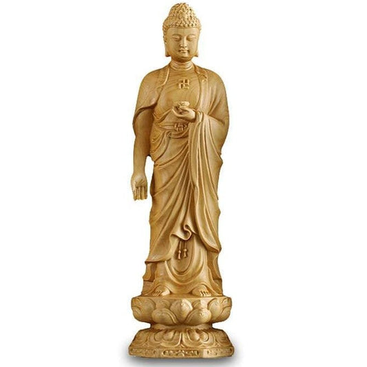 statue-bouddha-debout-bois