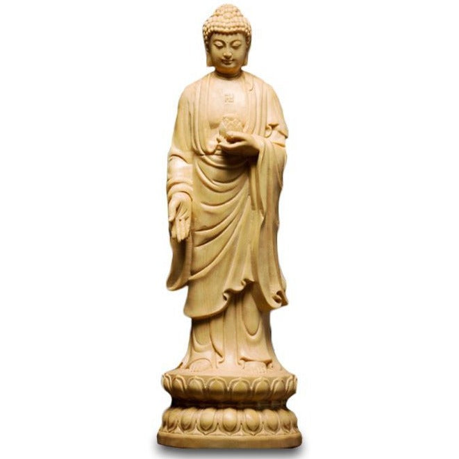 statue-bois-bouddha-debout