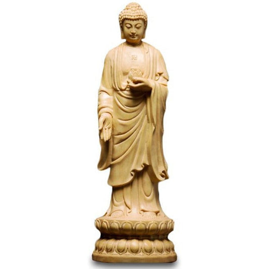 statue-bois-bouddha-debout