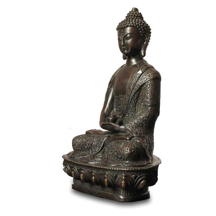 Statue Bouddha Moine en Métal — Édition Signature