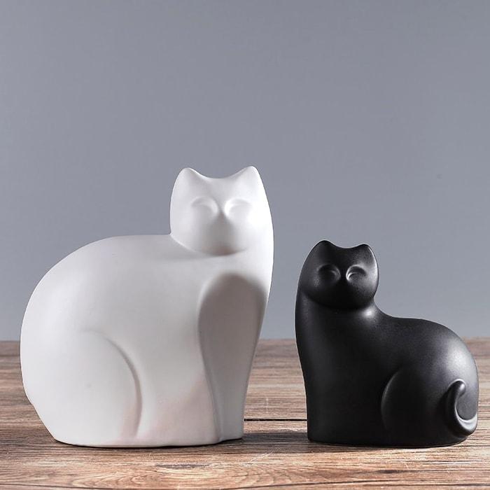 Statue Chat Noir & Blanc — Édition Prestige