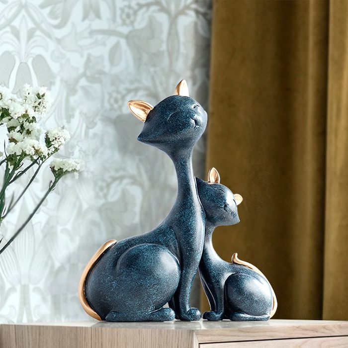 Statue Chat Mère & Fils — Édition Signature