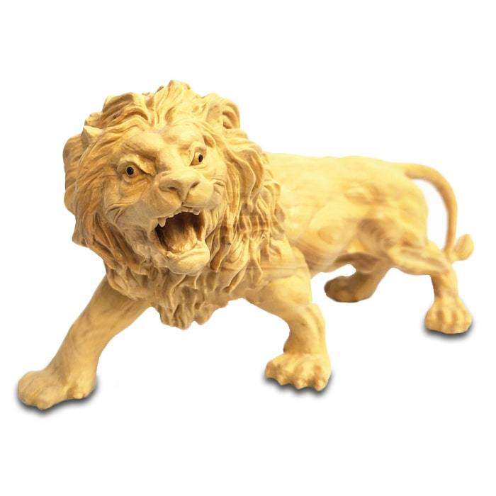 Statue Lion en Bois Premium
