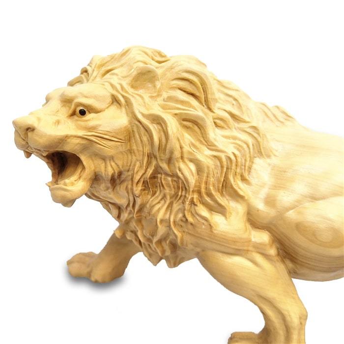 Statue Lion en Bois Premium