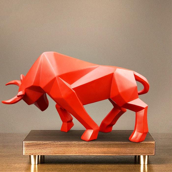 Statue Origami Taureau Rouge — Édition Premium
