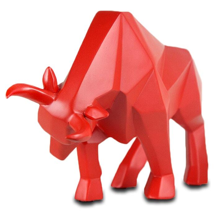 Statue Origami Taureau Rouge — Édition Premium