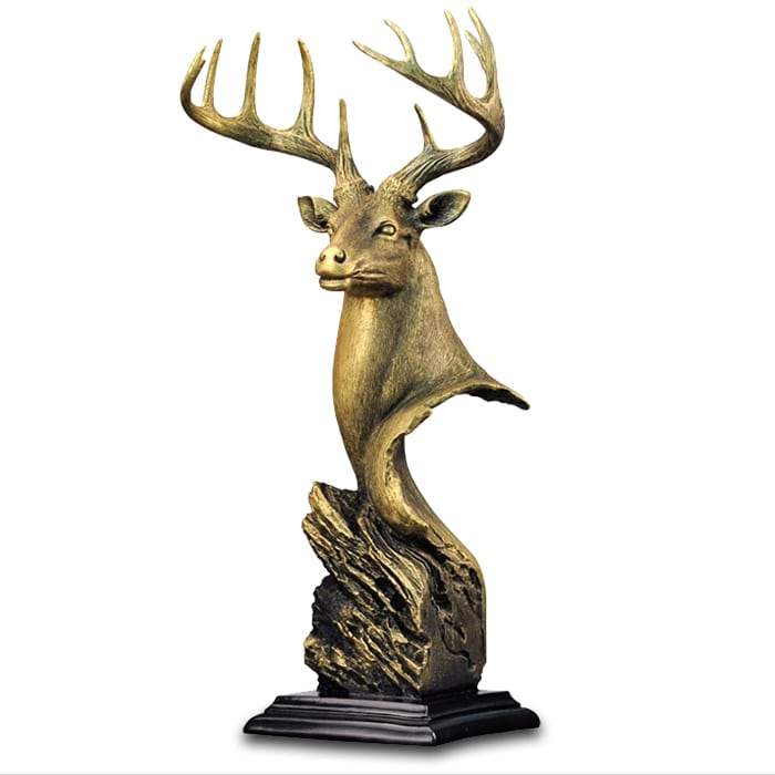 statue-tete-cerf-resine